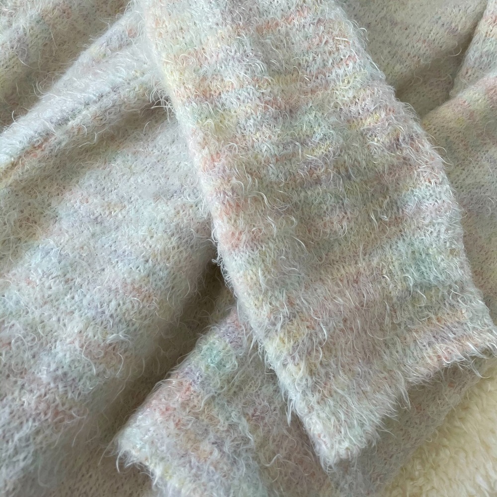 Pastel rainbow fuzzy cardigan